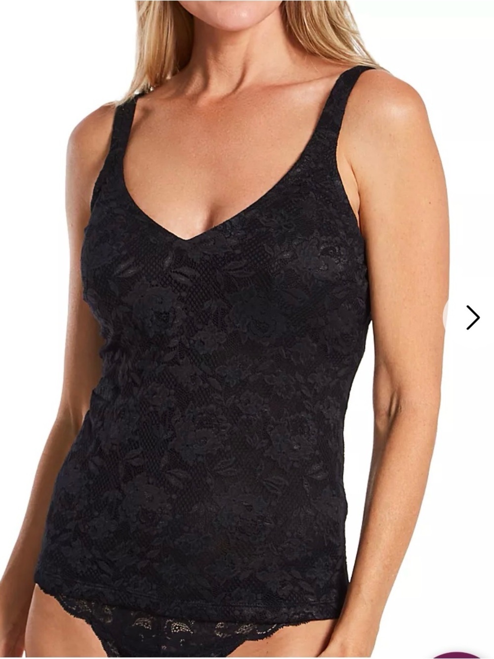 Cosabella Never Say Never Black Lace V-Neck Camisole Curvy Small shelf bra NWT
